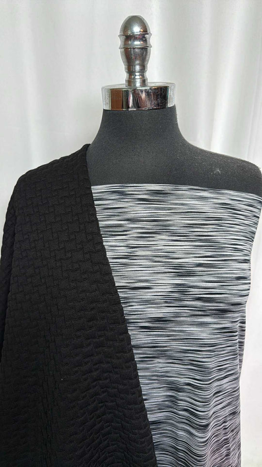 BLACK/SPACE DYE BUNDLE : 2YD Printed Space Dye Yoga PF & 1+YD Black Quilted : A29220