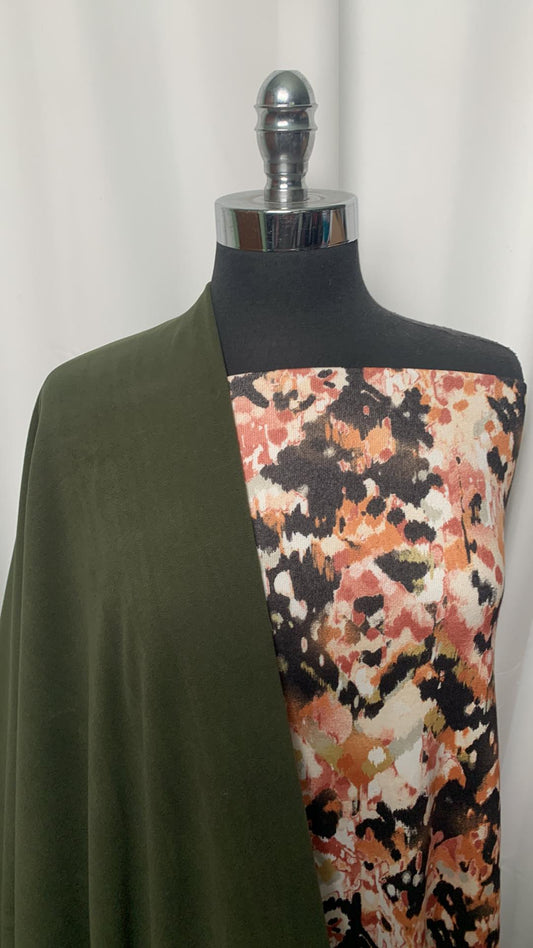 OLIVE/ABSTRACT BUNDLE : 2YD Abstract Oakley SK & 2YD Olive Micro Fleece : A2147