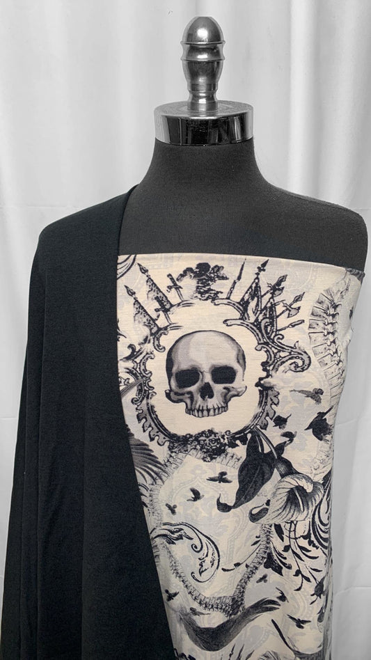 SKELETON BUNDLE : 2YD Skeletons/Ravens Faux Burnout PRS Jersey & 1YD Black 2-Tone Peached PF : A25436