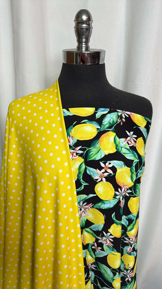LEMONS/POLKA DOT BUNDLE : 2YD Lemons N/S Swim & 2YD Yellow Polka Dot N/S Swim : A29562