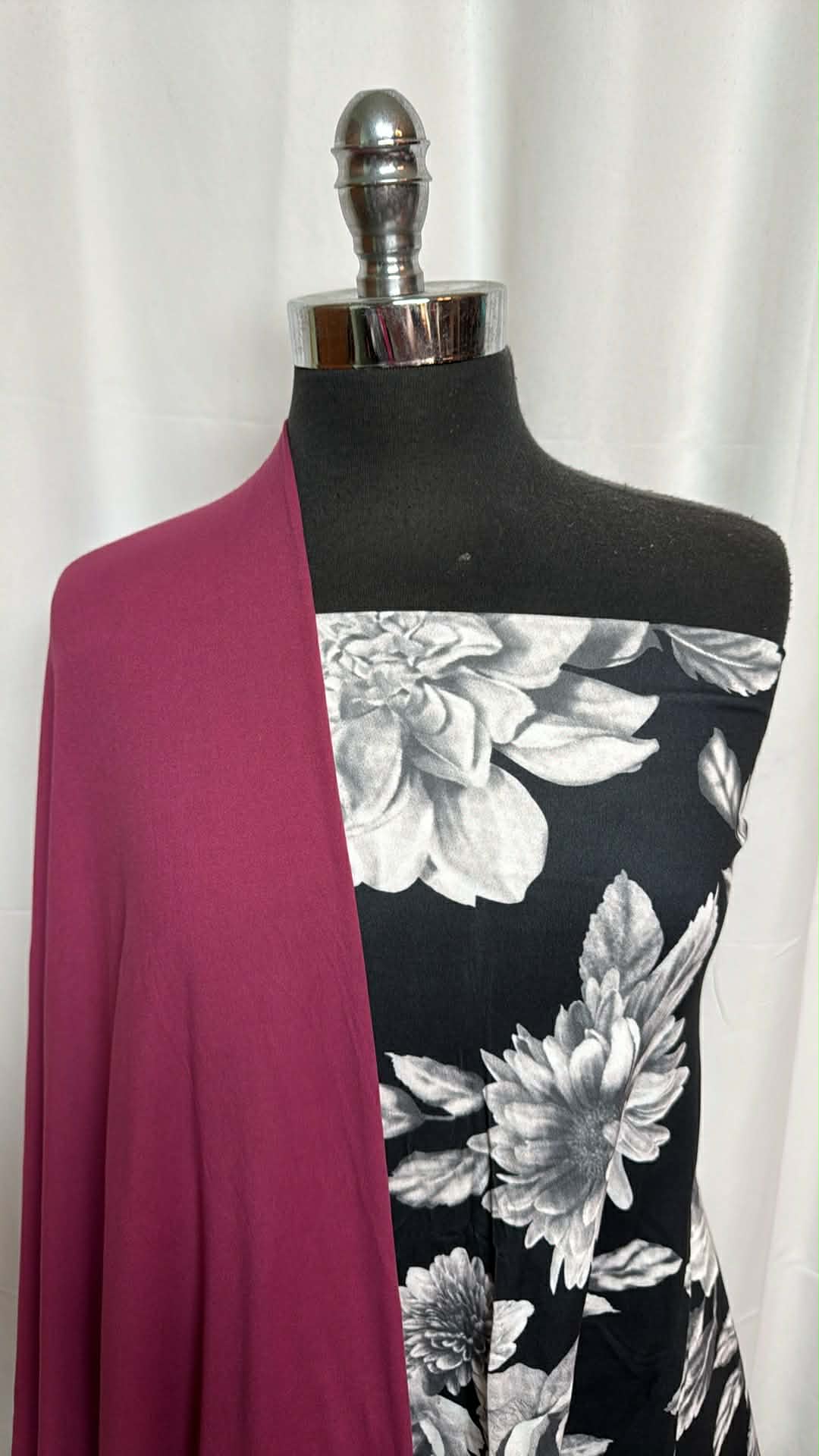 BURGUNDY/MONOCHROME FLORAL BUNDLE : 2YD Monochrome Floral DBP & 2YD Burgundy DBP : A29349