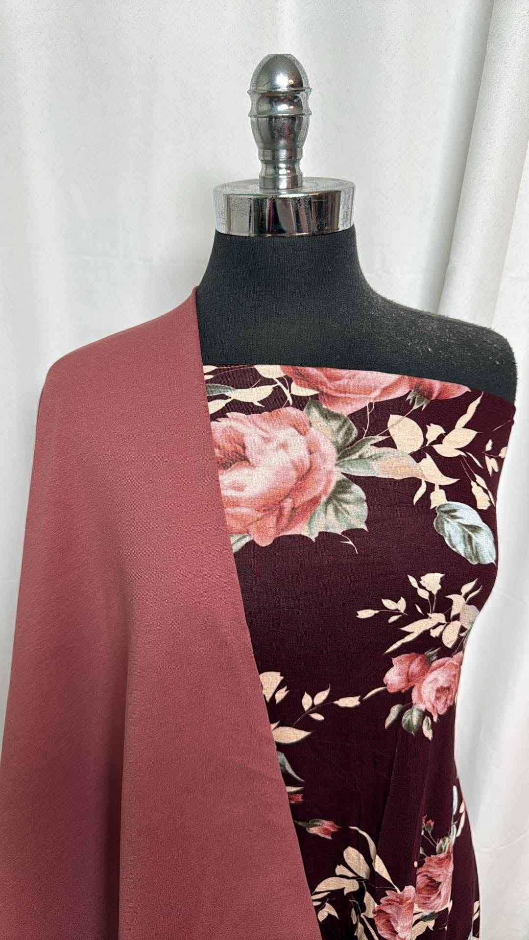 MAUVE/FLORAL BUNDLE : 2YD Floral R/S & 3YD Mauve Nylon Ponte : A30515