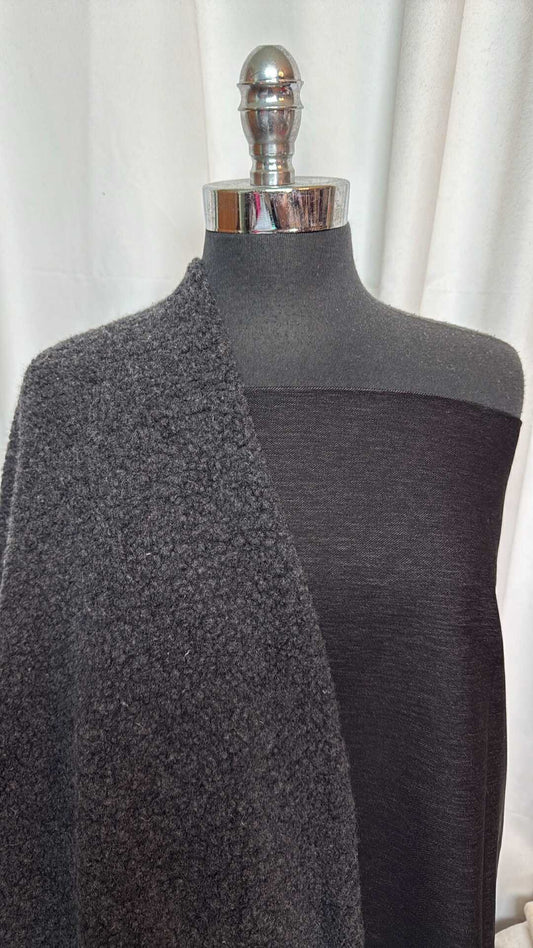 BLACK DENIM/SHERPA BUNDLE : 3YD Black Stretch Denim & 2YD Black Wool-Blend Sherpa : A28829