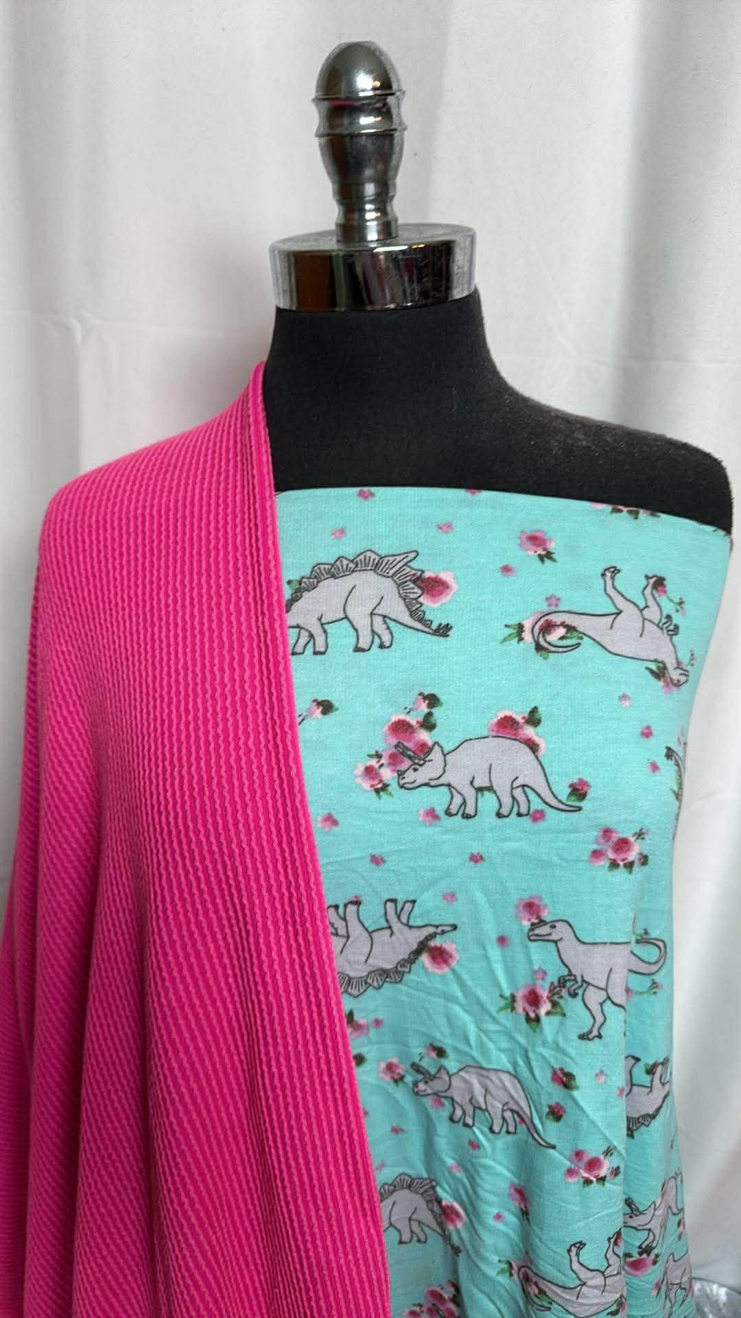 PINK/DINO FLORAL BUNDLE : 2YD Dino/Floral PRS FT & 1YD Pink Urban Rib : A29980
