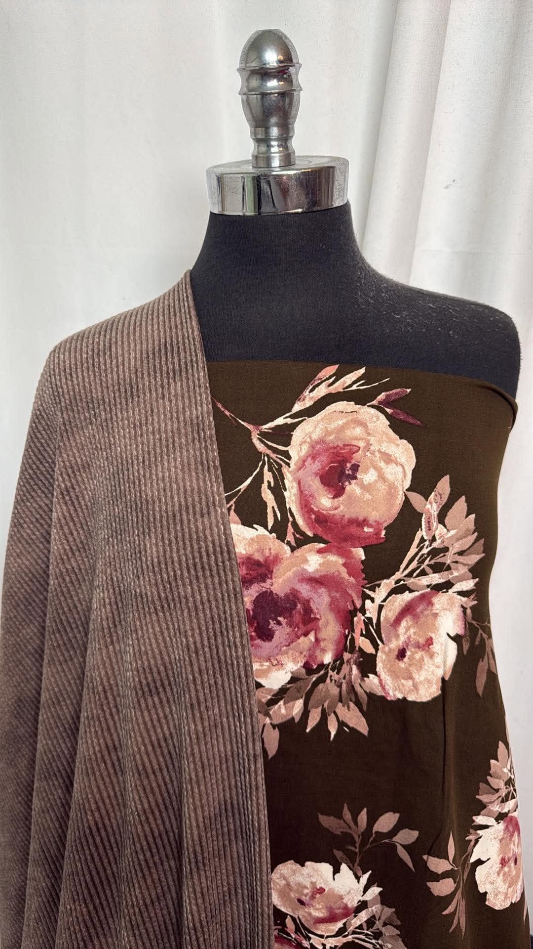 OLIVE FLORAL/TIE DYE BUNDLE : 2YD Dark Olive Floral DBP & 2YD Tie Dye Urban Rib : A31001