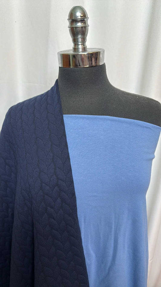 BLUE/NAVY QUILTED BUNDLE : 2YD Navy Cable Quilted & 2YD Blue C/S : A27986