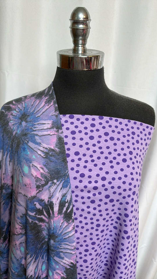 PURPLE DOT/TIE DYE BUNDLE : 2YD Purple Dot C/S & 3YD Tie Dye PRS FT : A28462