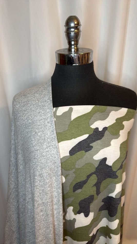 GREY/GREEN CAMO BUNDLE : 2YD Grey Brushed Hacci SK & 2YD Camo PRS FT : A26728