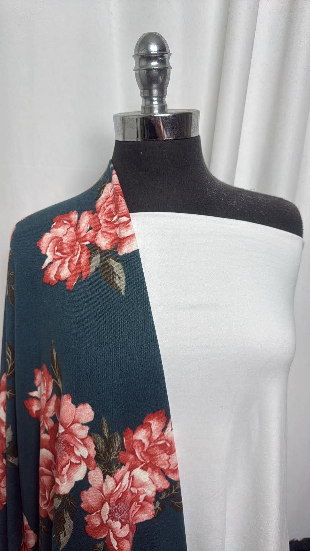 IVORY/TEAL FLORAL BUNDLE : 2YD Ivory DBP & 3YD Teal Floral Oakley SK : A30899