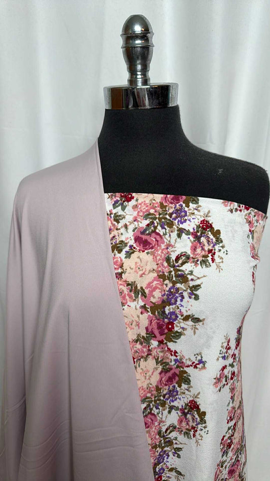 FLORAL/PERFORMANCE BUNDLE : 2YD Solid Brushed-Back PF & 2YD Floral Poly Crepe Jersey : A29202