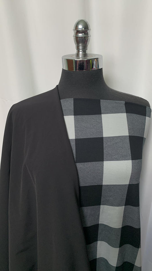 BLACK/PLAID BUNDLE : 2YD Black Softshell & 2YD Black Plaid FT : A2039
