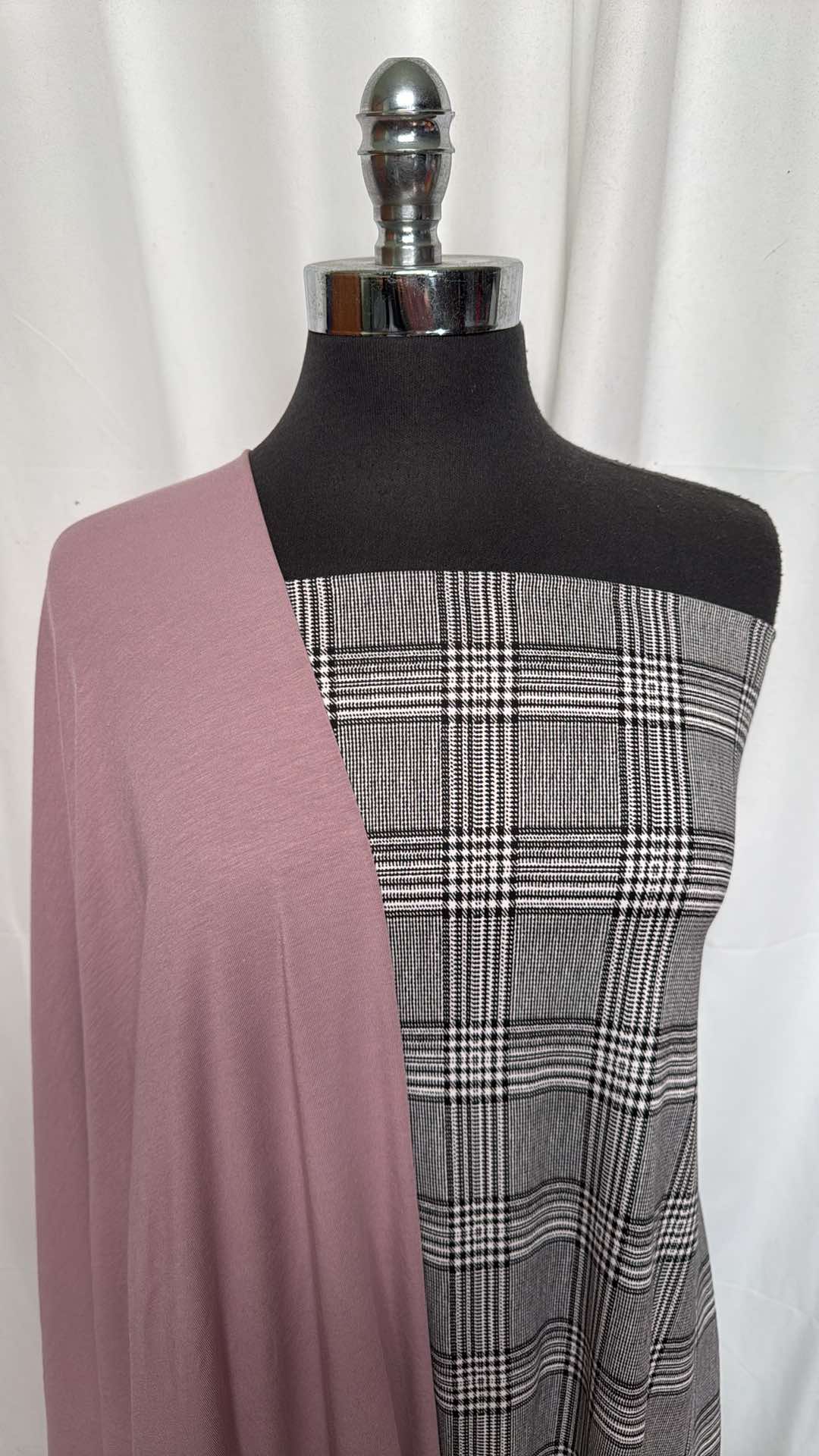 MAUVE/PLAID BUNDLE : 2YD Plaid DBP & 1.5YD Mauve Supima Cotton/Modal : A26443