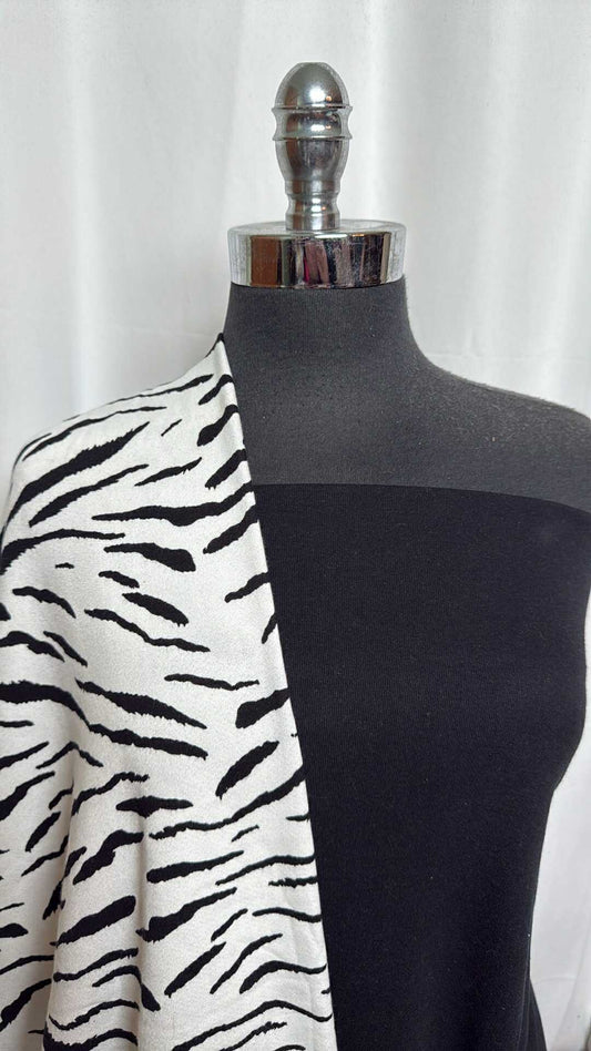 BLACK/ZEBRA BUNDLE : 1YD Black Cotton Rib & 3YD Zebra Brushed Cotton FT : A29052