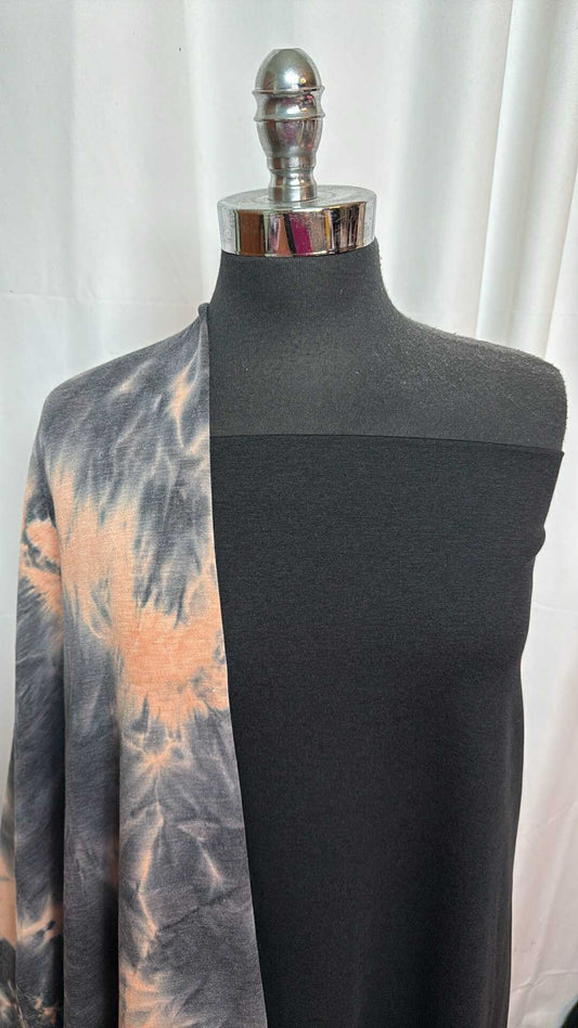 BLACK/TIE DYE BUNDLE : 2YD Tie Dye Brushed PRS FT & 2YD Black 2-Tone Peached PF : A27504