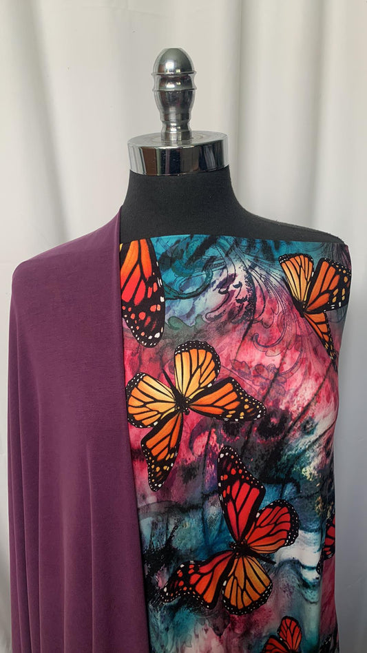 BUTTERFLY BUNDLE : 2YD Butterfly DBP & 2YD Eggplant Cupro : A1448