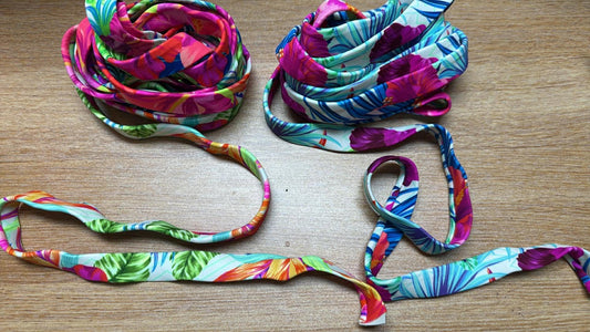 3/4” Tropical Nylon/Spandex Swim Straps w/Rubber Elastic Enclosed - Random 5 Yards