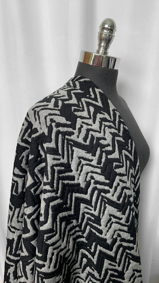 Black/Grey Chevron - Korean Quilted Double Knit- 3 Yard Cut