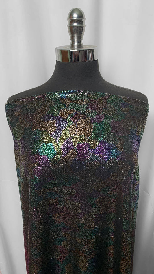 Black with Rainbow Foil- BULLET Knit - 2 Yard Cut