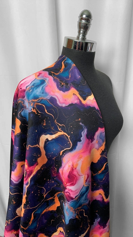 Cosmic Fluid - Poly/Spandex Sweatshirt Fleece - 2 Yard Cut