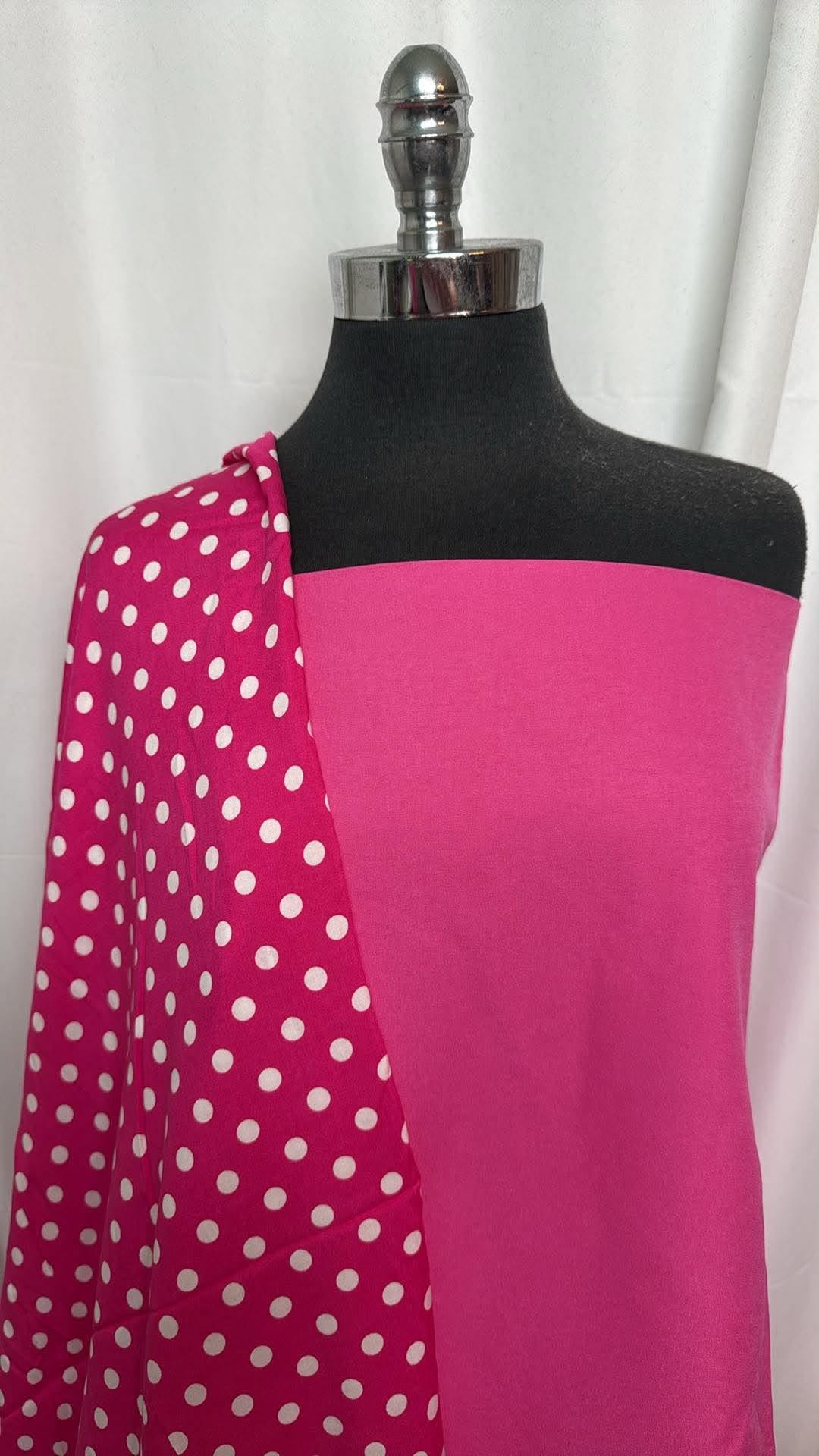PINK DOT BUNDLE : 2YD Pink Millennium & 2YD Pink Dot Rayon Challis : A30588