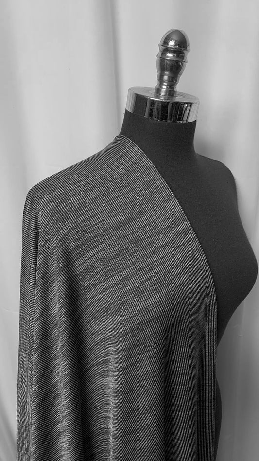 Variegated Stripes w/Subtle Foil - Poly/Spandex Rib Sweater Knit - 3 Yard Cut