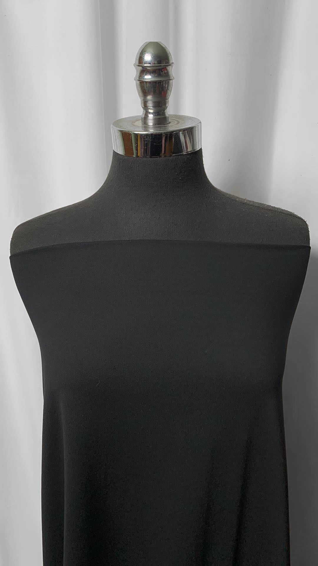 Solid Black - Mid-Weight Peached Performance - 2 Yard Cut