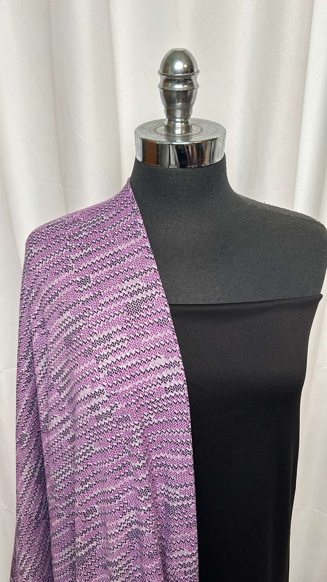 BLACK/PURPLE BUNDLE : 2YD Black Scuba & 2YD Purple Knit Print Brushed Hacci SK : A26398