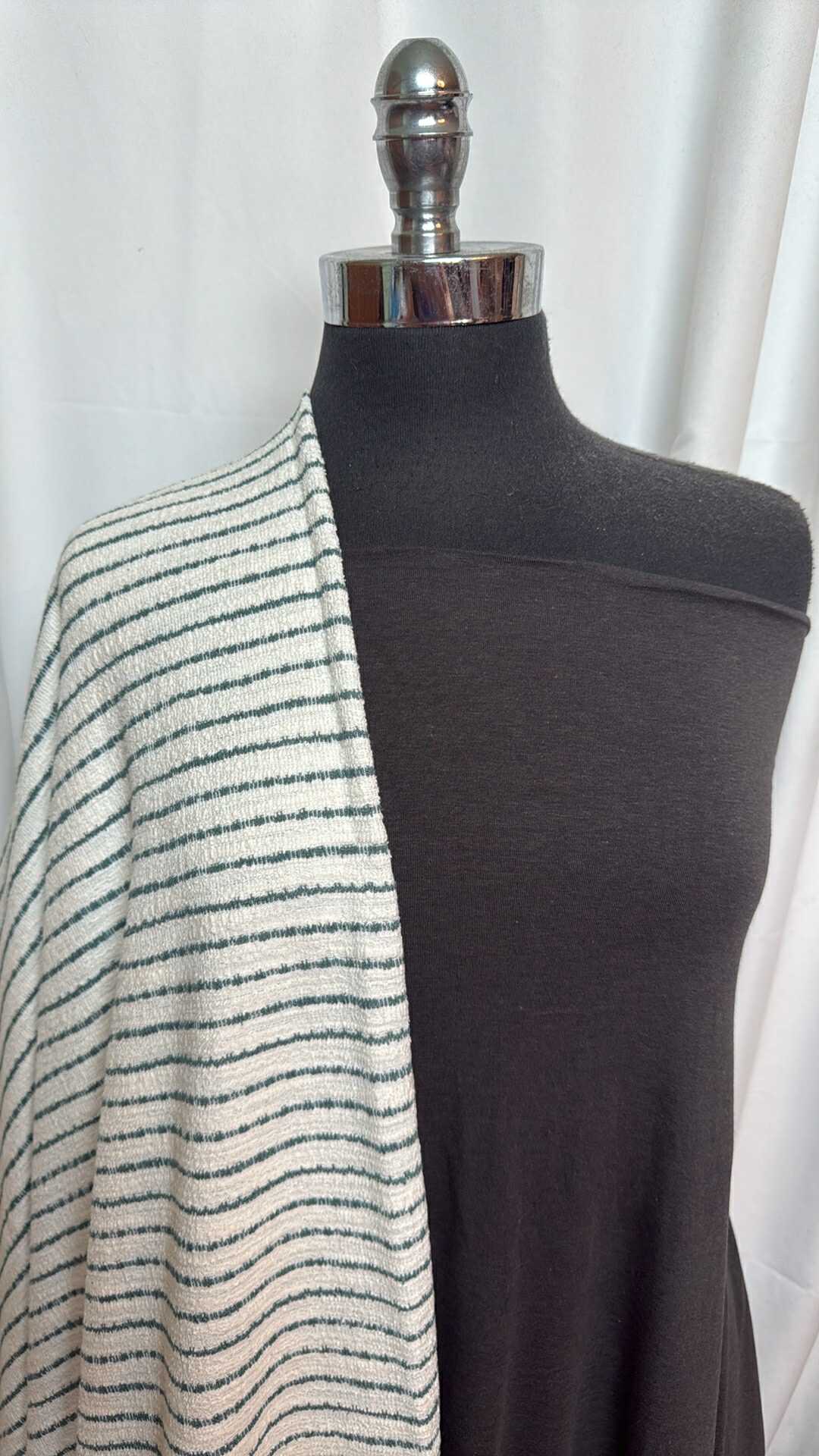 CHARCOAL/SAGE STRIPE BUNDLE : 2YD Charcoal Bamboo/Cotton & 2YD Sage Stripe Cotton-Blend DK : A27627