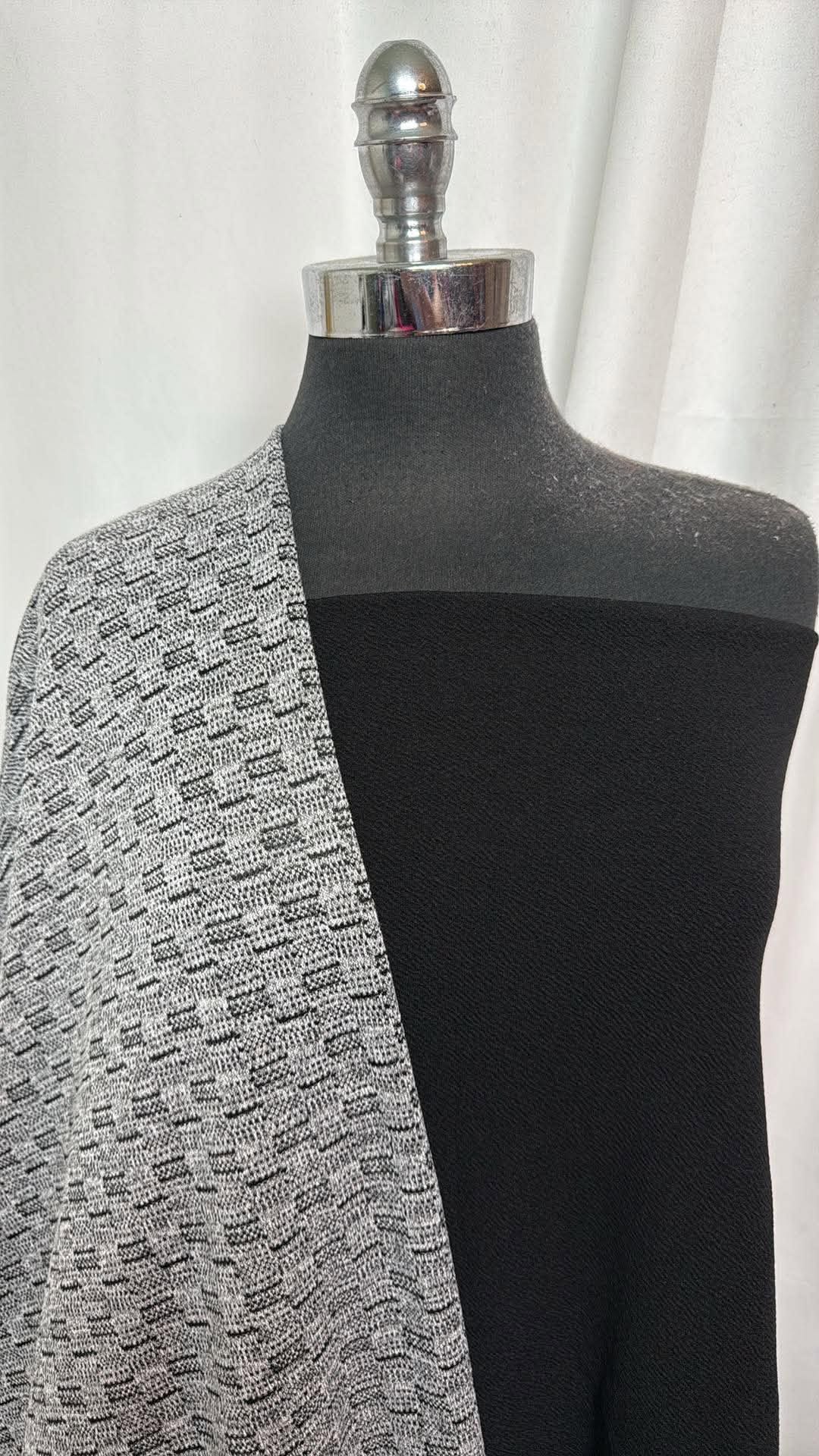 BLACK/TEXTURED DOUBLE KNIT BUNDLE :  2YD Black Liverpool & 2YD Textured P/S DK (Brushed on Reverse) : A30763