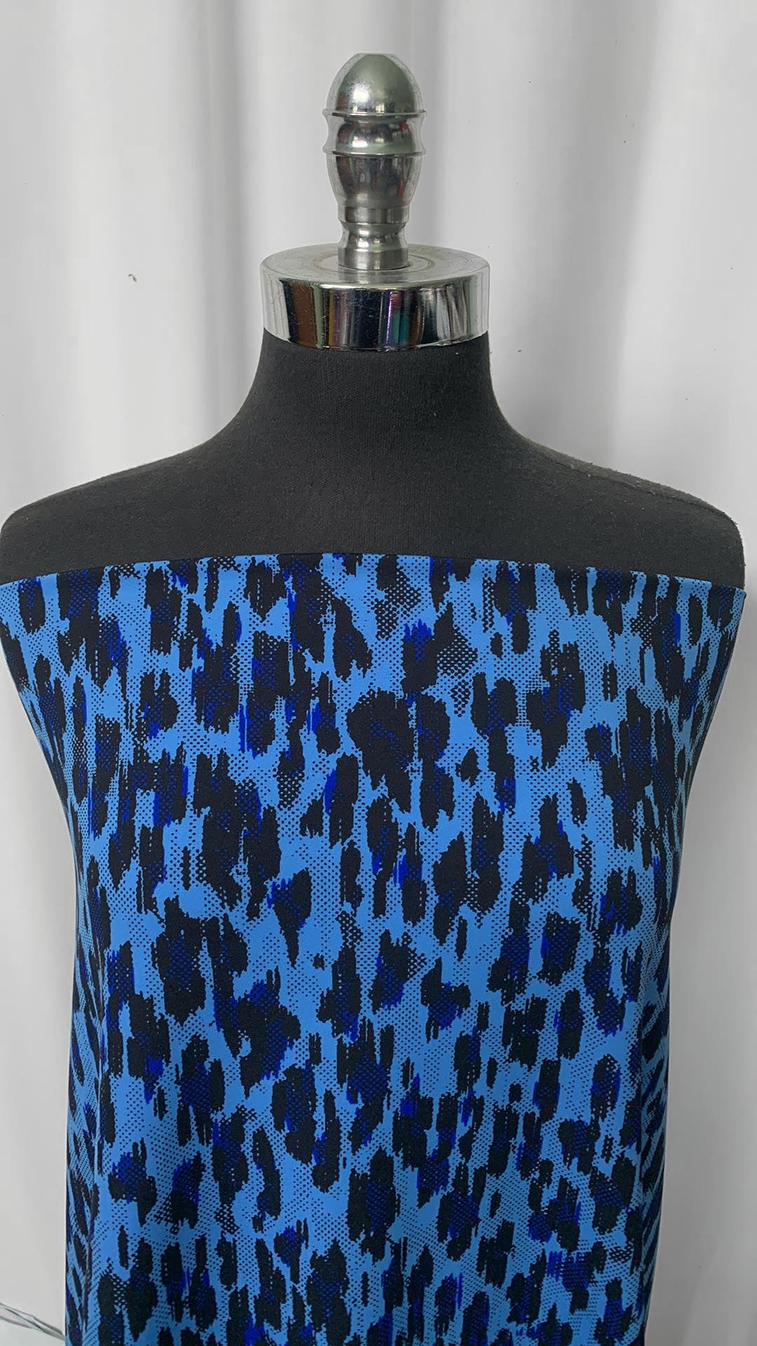 SPECIAL PURCHASE! - Blue/Black Leopard Performance (Peached Face) - 3 Yard Cut