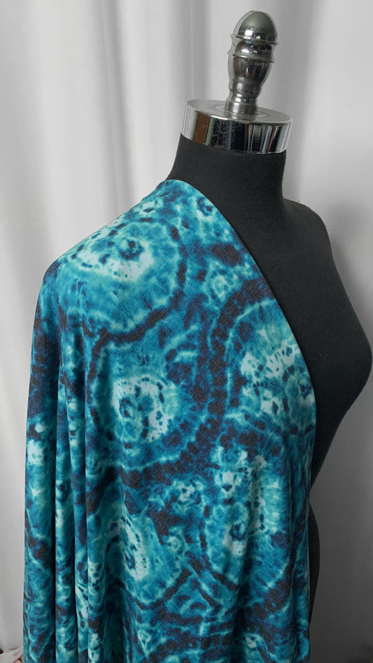 Blue Swirl Tie Dye - PRS French Terry - 2 Yard Cut