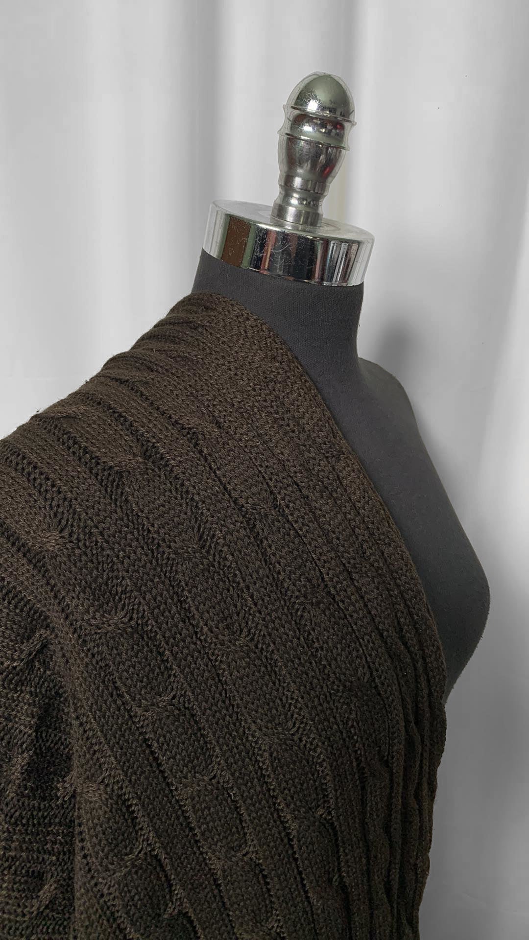 Chocolate Chunky Cable Knit - 100% Acrylic Sweater - 4 Yard Cut