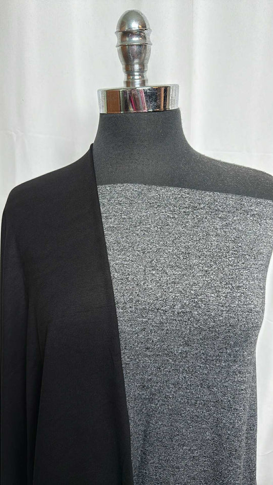 BLACK HEATHER BUNDLE : 2YD Black Heather PRS Jersey & 1+YD Cotton Ponte : A28995