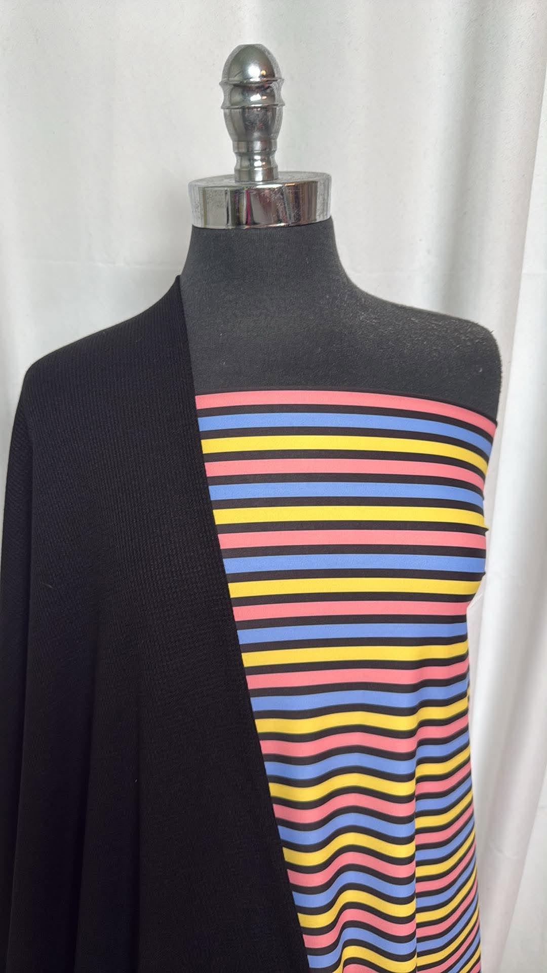 BLACK/STRIPE BUNDLE : 2YD Stripe Yoga PF & 1.5YD Black R/S Thermal : A30590