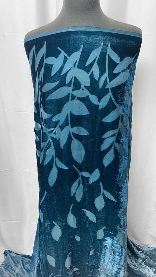 Blue Ombre - Silk Velvet Burnout - 3 Yard Cut