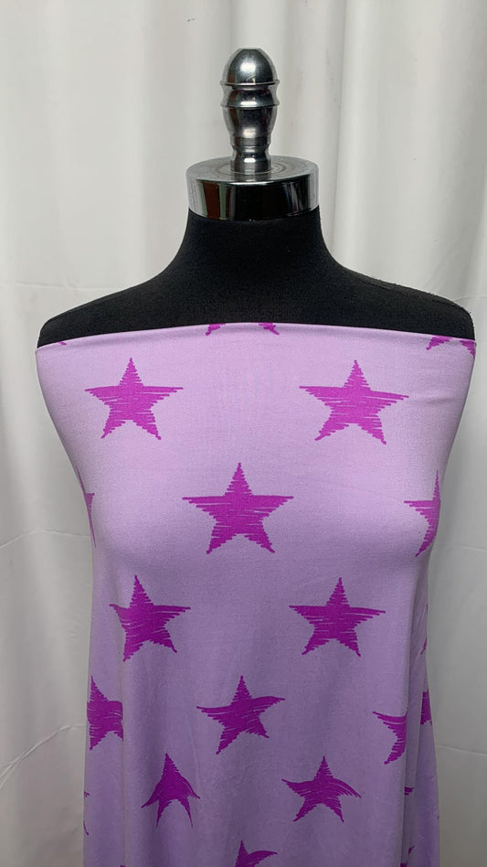 Lilac Star - Double Brushed Poly Spandex - 2 Yard Cut