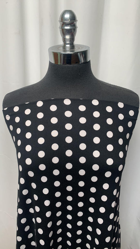 Black/White Polka Dot - Double Brushed Poly Spandex - 2 Yard Cut