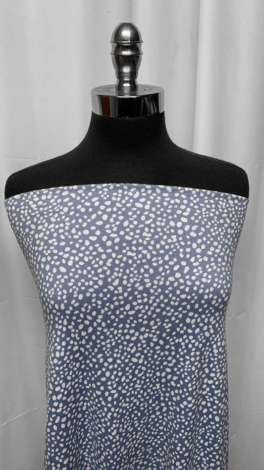 Blue Dots - Double Brushed Poly Spandex - 2 Yard Cut