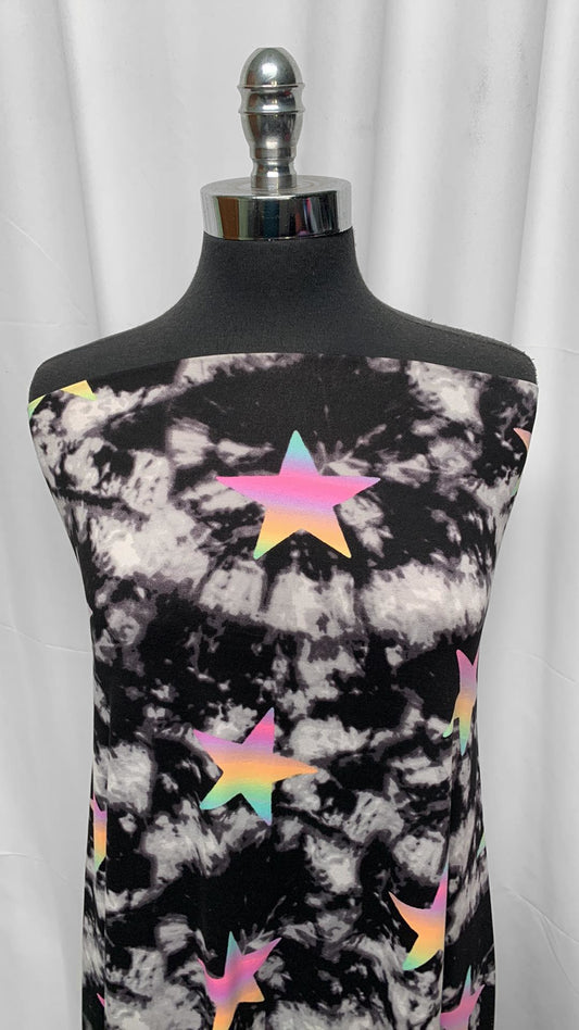 Tie Dye Ombre Stars - Double Brushed Poly Spandex - 2 Yard Cut