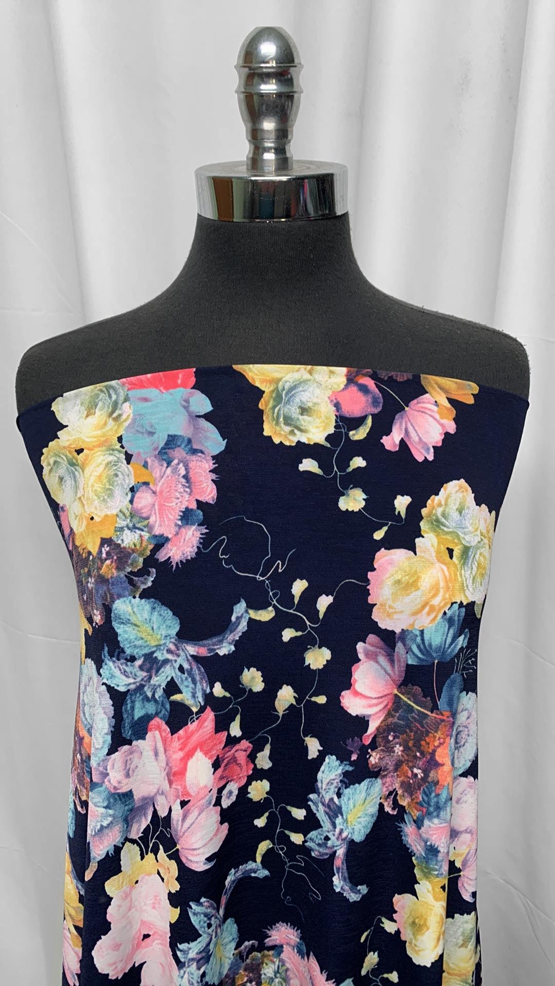 Floral on Navy - Bulgari ITY - 3 Yard Cut