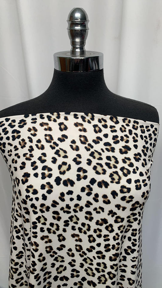 Ivory Leopard - Double Brushed Poly Spandex - 2 Yard Cut