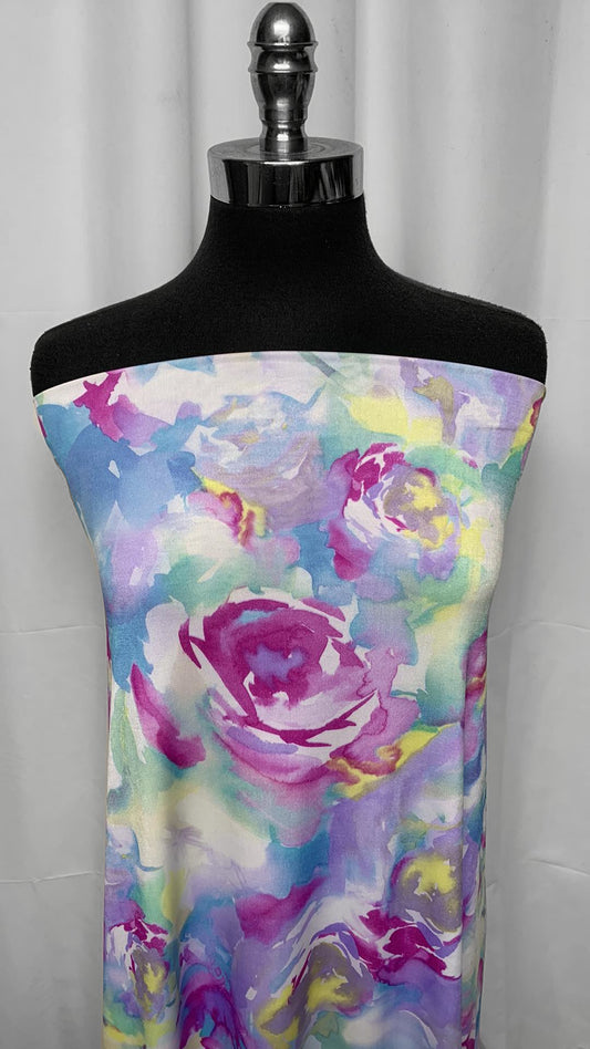 Purple Watercolor Floral - ITY - 3 Yard Cut