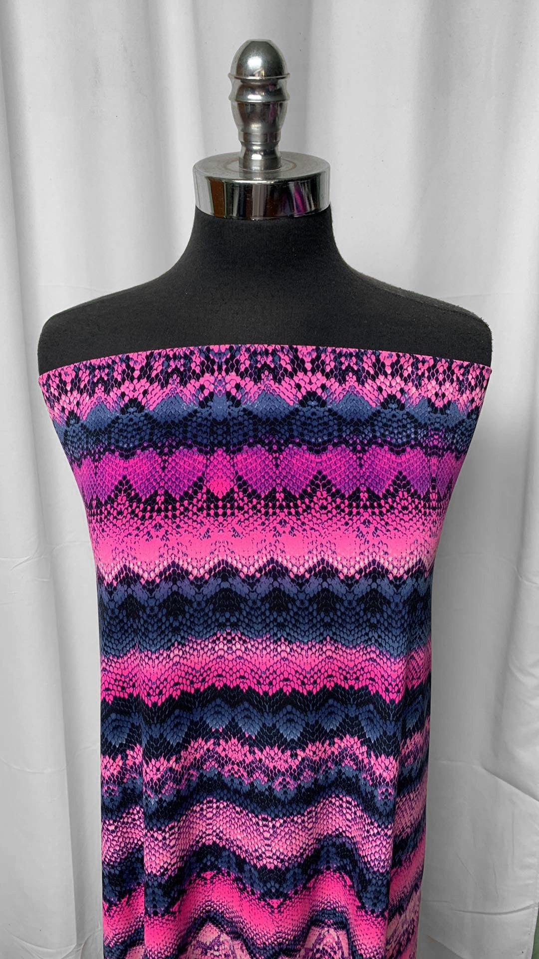 Fuchsia/Blue/Black Stripe - ITY - 4 Yard Cut