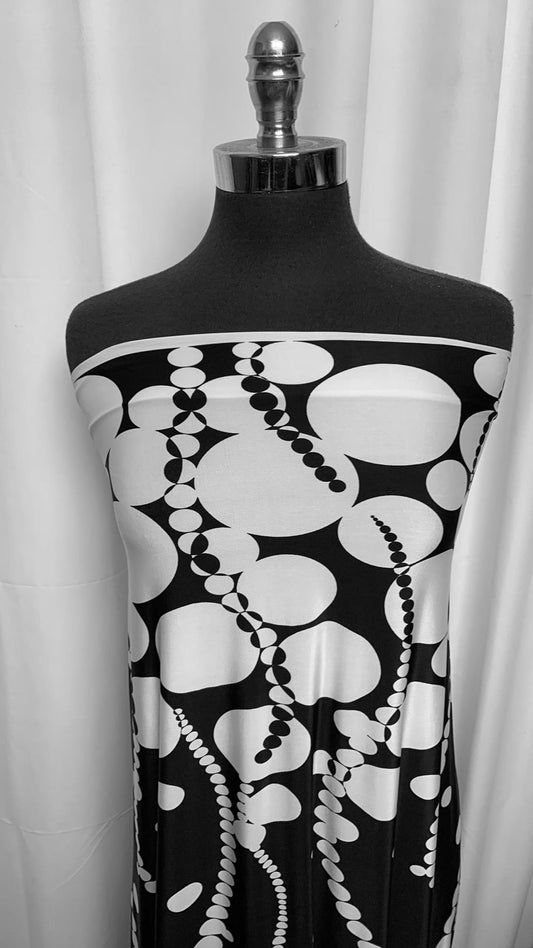 Black/White Circles - Double-Border ITY - 3 Yard Cut