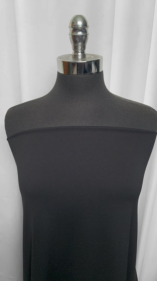 Solid Black - Nylon/Elastane Interlock (260gsm) - 2 Yard Cut
