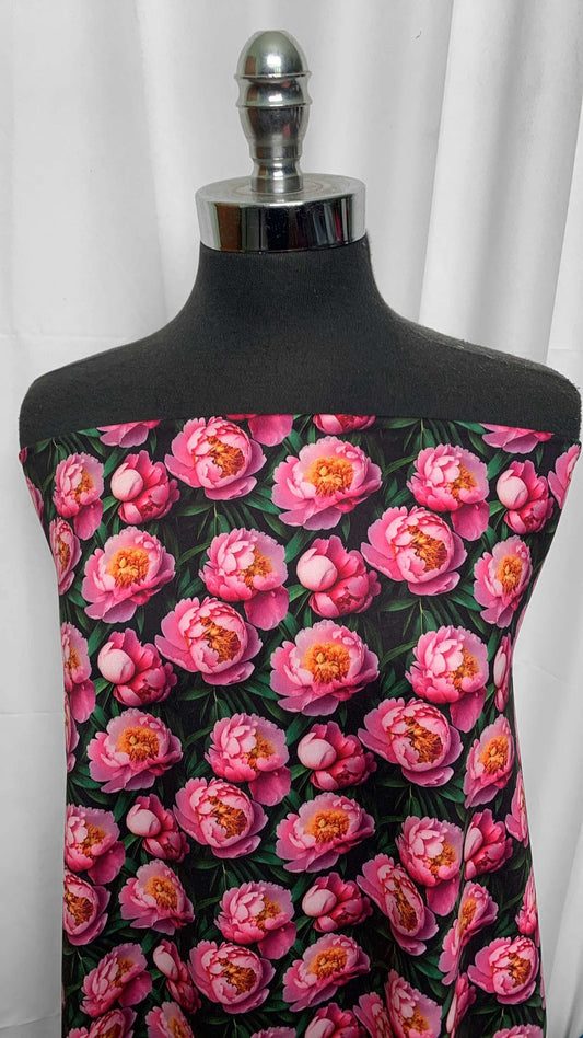 Pink Peonies - Peached Performance - 3 Yard Cut