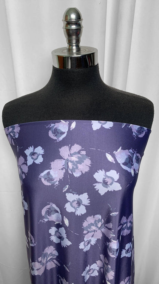 Purple Floral - Nylon/Spandex - 2 Yard Cut