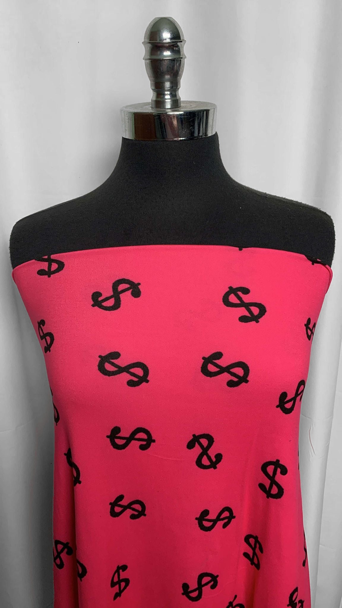 Pink Dollar Signs - Double Brushed Poly Spandex - 3 Yard Cut