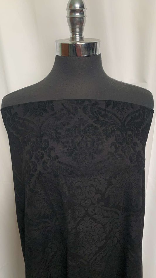 Black - Flocked Ponte - 2 Yard Cut