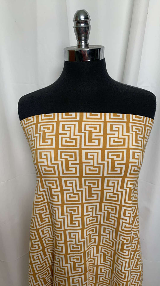 Gold Roman Key - Double Brushed Poly Spandex - 2 Yard Cut